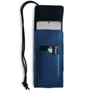 Buy LURESKO HECTOR XXL leather neck case / belt case / loop holster vertical 167x78x10mm (smooth blue with blue thread) - LUR124 - {ean13} - Home Screen Store Europe