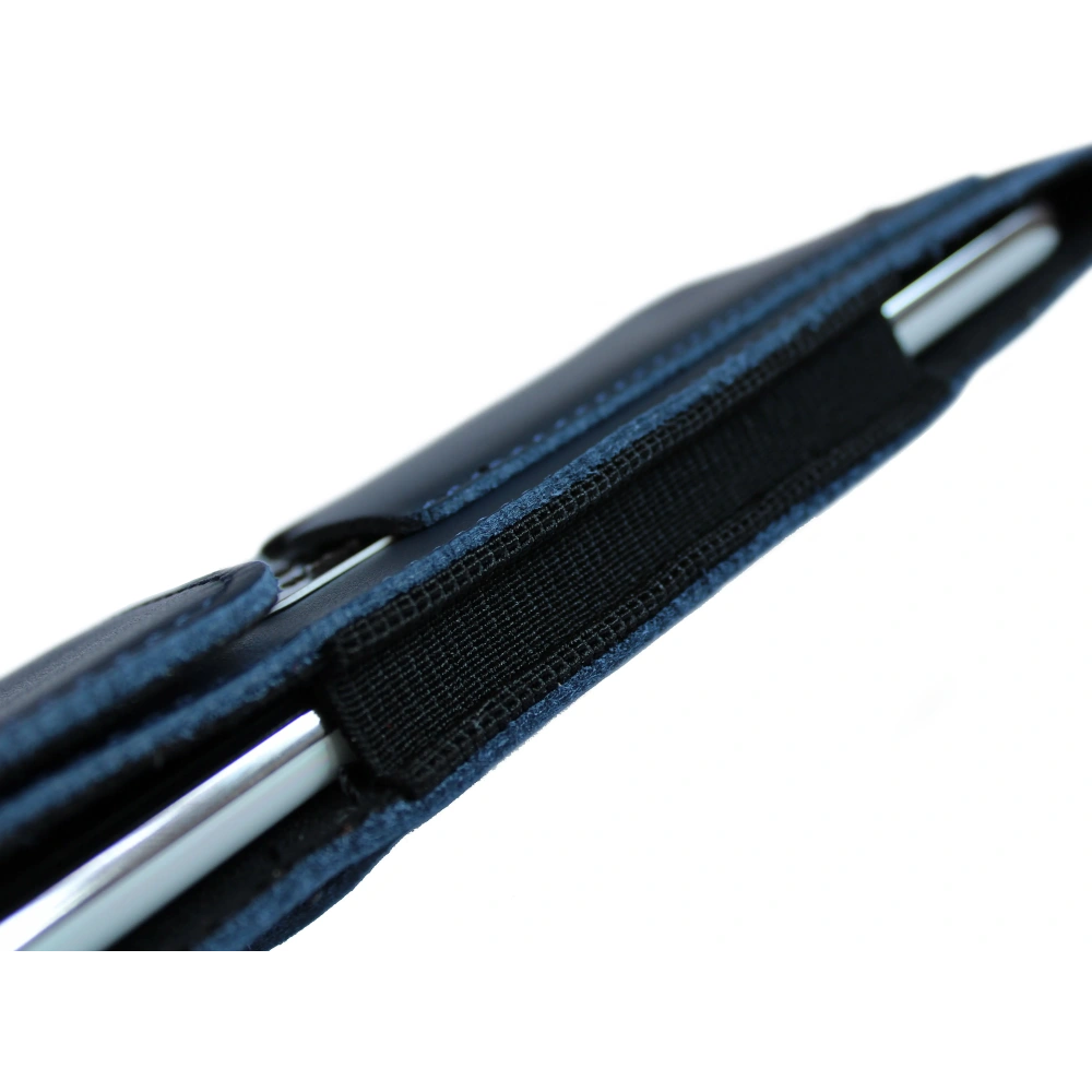 Skórzane etui na szyję / do paska / do szlufki kabura pionowa LURESKO HECTOR XXL 167x78x10mm (niebieski gładki niebieska nić)