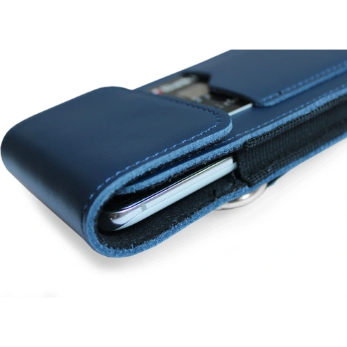 Buy LURESKO HECTOR XXL leather neck case / belt case / loop holster vertical 167x78x10mm (smooth blue with blue thread) - LUR124 - {ean13} - Home Screen Store Europe