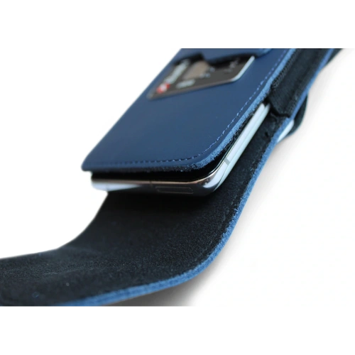 Buy LURESKO HECTOR XXL leather neck case / belt case / loop holster vertical 167x78x10mm (smooth blue with blue thread) - LUR124 - {ean13} - Home Screen Store Europe