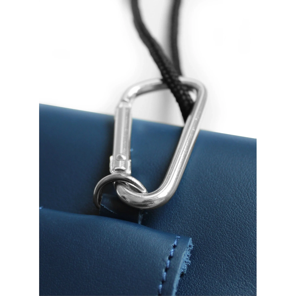 Skórzane etui na szyję / do paska / do szlufki kabura pionowa LURESKO HECTOR XXL 167x78x10mm (niebieski gładki niebieska nić)