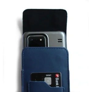 Buy LURESKO HECTOR XXL leather neck case / belt case / loop holster vertical 167x78x10mm (smooth blue with blue thread) - LUR124 - {ean13} - Home Screen Store Europe