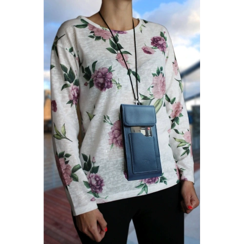 Kup LURESKO HECTOR XXL Lederhals-Case / Gürteltasche / Loop-Holster vertikal 167x78x10mm (glatt blau mit blauer Naht) - LUR124 - {ean13} - Sklep Home Screen