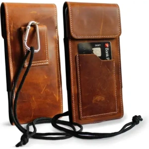 Buy LURESKO HECTOR XXL R XXL leather neck case / belt case / loop holster vertical 167x78x10mm (light vintage brown with white thread) - LUR125 - {ean13} - Home Screen Store Europe