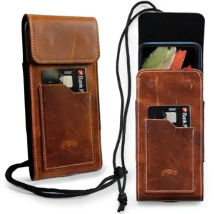 Buy LURESKO HECTOR XXL R XXL leather neck case / belt case / loop holster vertical 167x78x10mm (light vintage brown with white thread) - LUR125 - {ean13} - Home Screen Store Europe