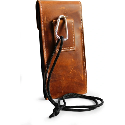Buy LURESKO HECTOR XXL R XXL leather neck case / belt case / loop holster vertical 167x78x10mm (light vintage brown with white thread) - LUR125 - {ean13} - Home Screen Store Europe