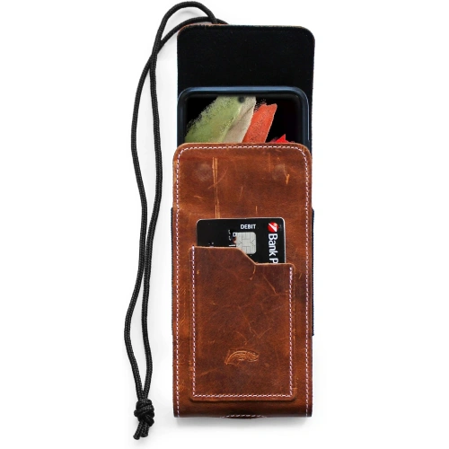 Buy LURESKO HECTOR XXL R XXL leather neck case / belt case / loop holster vertical 167x78x10mm (light vintage brown with white thread) - LUR125 - {ean13} - Home Screen Store Europe