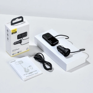 Kup Transmiter FM Baseus T typed S-16, AUX, Bluetooth 5.0, 2x USB, microSD, 3A (czarny) - BSU1454BLK - {ean13} - Sklep Home Screen