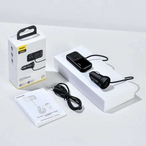 Kup Transmitter FM Baseus T typed S-16, AUX, Bluetooth 5.0, 2x USB, microSD, 3A (černý) - BSU1454BLK - {ean13} - Sklep Home Screen