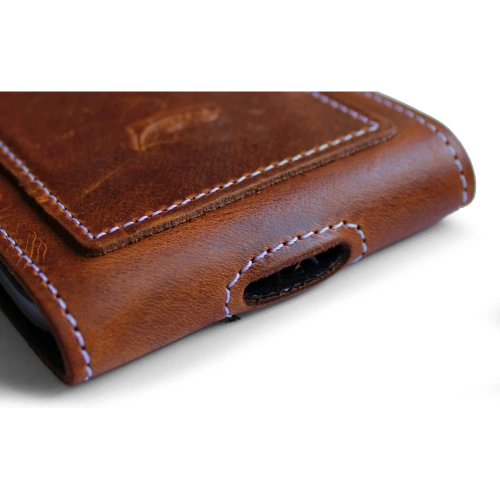 Buy LURESKO HECTOR XXL R XXL leather neck case / belt case / loop holster vertical 167x78x10mm (light vintage brown with white thread) - LUR125 - {ean13} - Home Screen Store Europe
