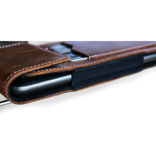Buy LURESKO HECTOR XXL R XXL leather neck case / belt case / loop holster vertical 167x78x10mm (light vintage brown with white thread) - LUR125 - {ean13} - Home Screen Store Europe