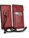 LURESKO HECTOR XXL leather neck case / belt case / loop vertical holster 167x78x10mm (red smooth with red thread)