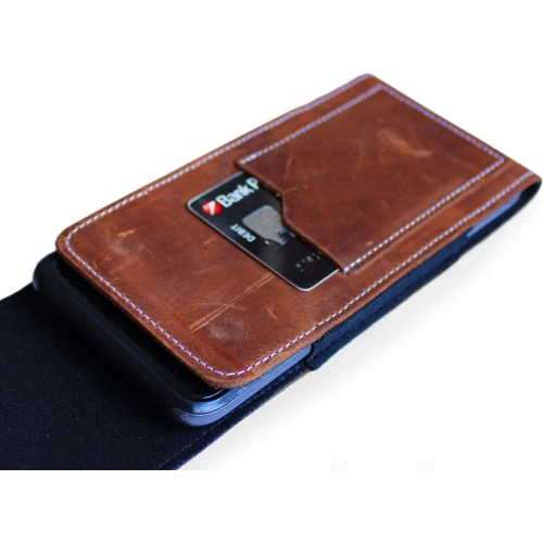 Buy LURESKO HECTOR XXL R XXL leather neck case / belt case / loop holster vertical 167x78x10mm (light vintage brown with white thread) - LUR125 - {ean13} - Home Screen Store Europe