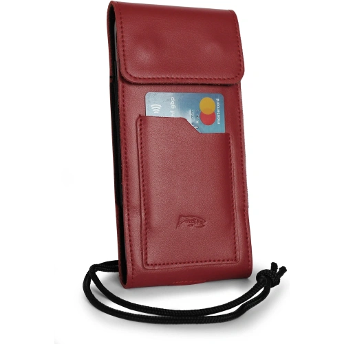 Buy LURESKO HECTOR XXL leather neck case / belt case / loop vertical holster 167x78x10mm (red smooth with red thread) - LUR126 - {ean13} - Home Screen Store Europe