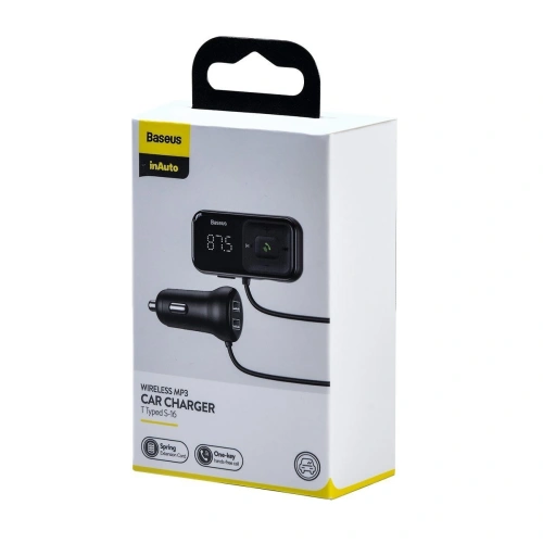 Kup Transmitter FM Baseus T typed S-16, AUX, Bluetooth 5.0, 2x USB, microSD, 3A (černý) - BSU1454BLK - {ean13} - Sklep Home Screen