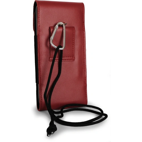 Buy LURESKO HECTOR XXL leather neck case / belt case / loop vertical holster 167x78x10mm (red smooth with red thread) - LUR126 - {ean13} - Home Screen Store Europe