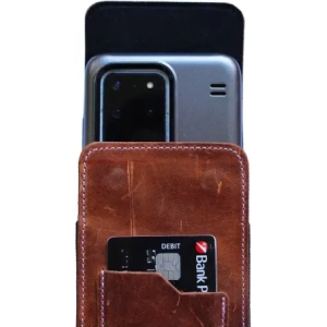 Buy LURESKO HECTOR XXL R XXL leather neck case / belt case / loop holster vertical 167x78x10mm (light vintage brown with white thread) - LUR125 - {ean13} - Home Screen Store Europe