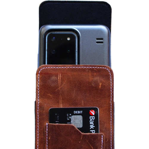 Buy LURESKO HECTOR XXL R XXL leather neck case / belt case / loop holster vertical 167x78x10mm (light vintage brown with white thread) - LUR125 - {ean13} - Home Screen Store Europe