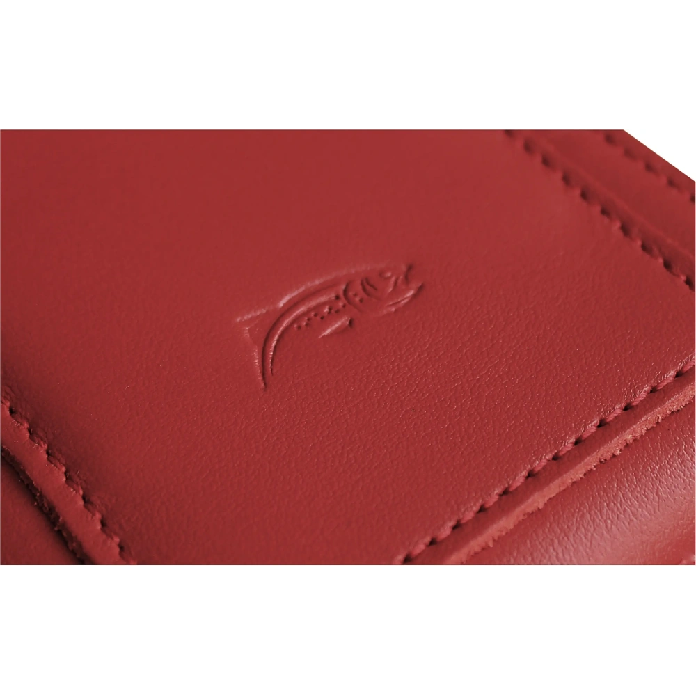 Skórzane etui na szyję / do paska / do szlufki kabura pionowa LURESKO HECTOR XXL 167x78x10mm (czerwony gładki czerwona nić)