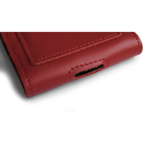 Buy LURESKO HECTOR XXL leather neck case / belt case / loop vertical holster 167x78x10mm (red smooth with red thread) - LUR126 - {ean13} - Home Screen Store Europe