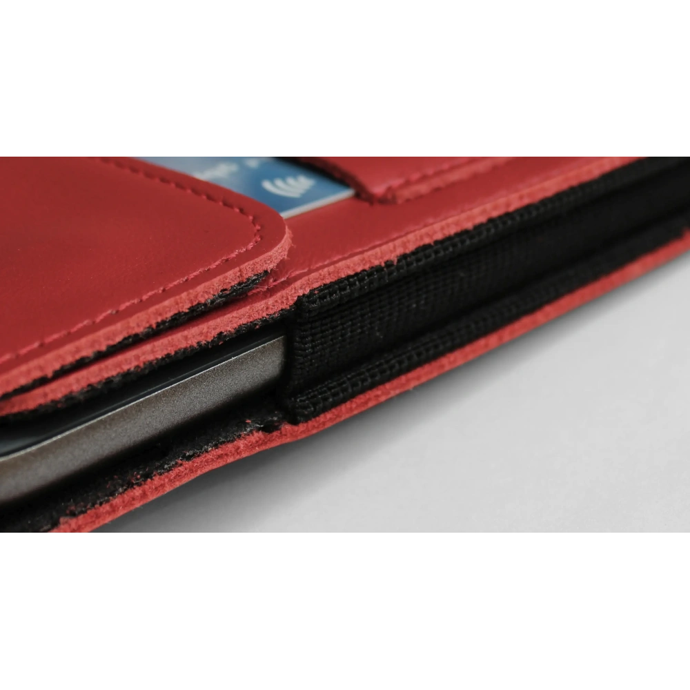 Skórzane etui na szyję / do paska / do szlufki kabura pionowa LURESKO HECTOR XXL 167x78x10mm (czerwony gładki czerwona nić)