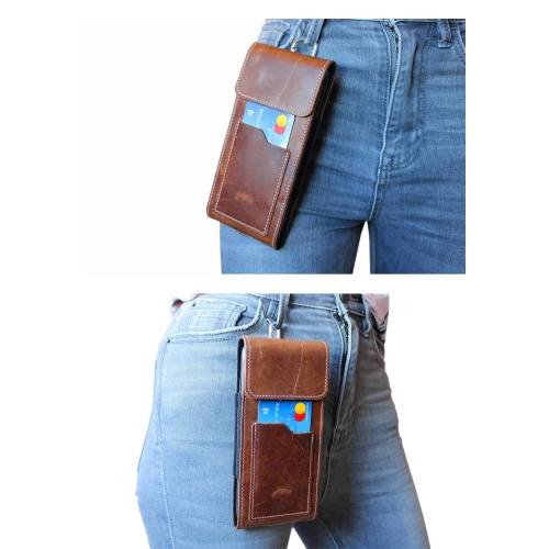 Buy LURESKO HECTOR XXL R XXL leather neck case / belt case / loop holster vertical 167x78x10mm (light vintage brown with white thread) - LUR125 - {ean13} - Home Screen Store Europe