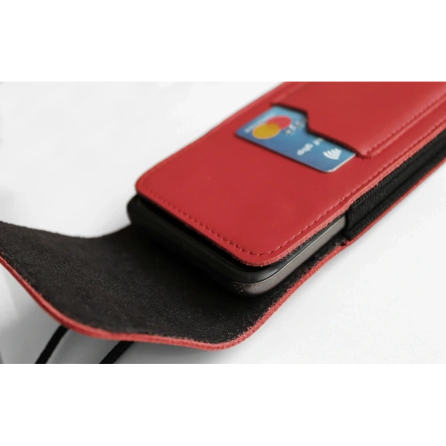 Buy LURESKO HECTOR XXL leather neck case / belt case / loop vertical holster 167x78x10mm (red smooth with red thread) - LUR126 - {ean13} - Home Screen Store Europe
