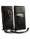 LURESKO HECTOR XXL leather neck case / belt case / loop holster vertical 167x78x10mm (black smooth red thread red interior)