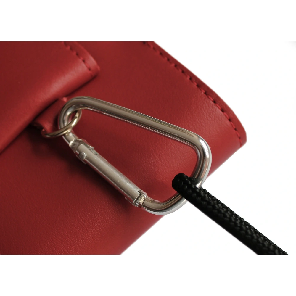 Skórzane etui na szyję / do paska / do szlufki kabura pionowa LURESKO HECTOR XXL 167x78x10mm (czerwony gładki czerwona nić)