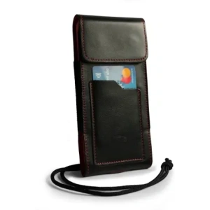 Buy LURESKO HECTOR XXL leather neck case / belt case / loop holster vertical 167x78x10mm (black smooth red thread red interior) - LUR127 - {ean13} - Home Screen Store Europe