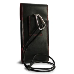 Buy LURESKO HECTOR XXL leather neck case / belt case / loop holster vertical 167x78x10mm (black smooth red thread red interior) - LUR127 - {ean13} - Home Screen Store Europe