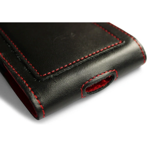 Buy LURESKO HECTOR XXL leather neck case / belt case / loop holster vertical 167x78x10mm (black smooth red thread red interior) - LUR127 - {ean13} - Home Screen Store Europe