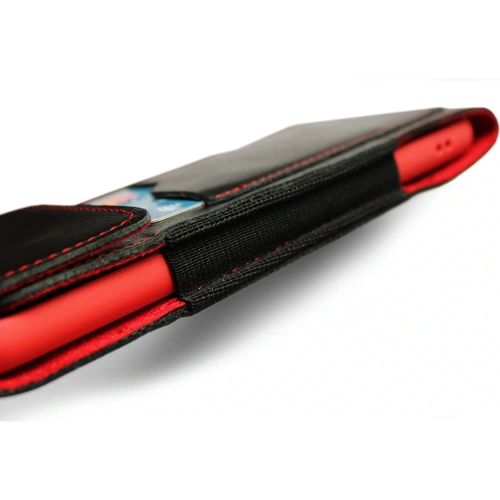 Buy LURESKO HECTOR XXL leather neck case / belt case / loop holster vertical 167x78x10mm (black smooth red thread red interior) - LUR127 - {ean13} - Home Screen Store Europe