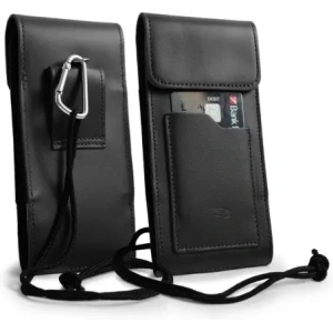 Buy LURESKO HECTOR XXL leather neck case / belt case / loop case / vertical holster 167x78x10mm (black smooth with black thread) - LUR128 - {ean13} - Home Screen Store Europe