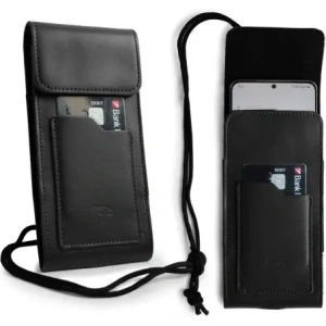 Buy LURESKO HECTOR XXL leather neck case / belt case / loop case / vertical holster 167x78x10mm (black smooth with black thread) - LUR128 - {ean13} - Home Screen Store Europe