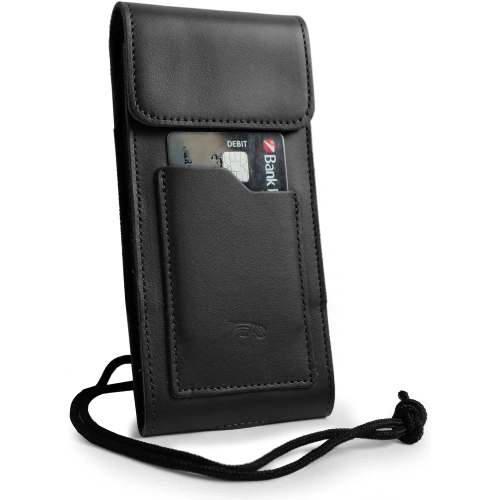 Buy LURESKO HECTOR XXL leather neck case / belt case / loop case / vertical holster 167x78x10mm (black smooth with black thread) - LUR128 - {ean13} - Home Screen Store Europe