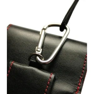 Buy LURESKO HECTOR XXL leather neck case / belt case / loop holster vertical 167x78x10mm (black smooth red thread red interior) - LUR127 - {ean13} - Home Screen Store Europe
