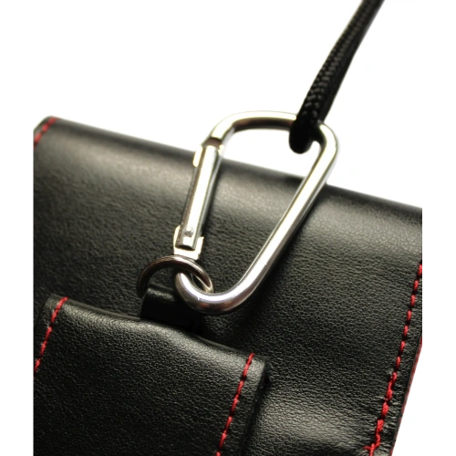 Buy LURESKO HECTOR XXL leather neck case / belt case / loop holster vertical 167x78x10mm (black smooth red thread red interior) - LUR127 - {ean13} - Home Screen Store Europe