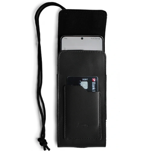 Buy LURESKO HECTOR XXL leather neck case / belt case / loop case / vertical holster 167x78x10mm (black smooth with black thread) - LUR128 - {ean13} - Home Screen Store Europe