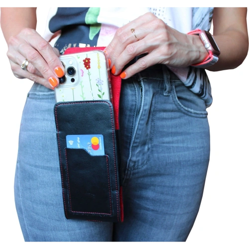 Kup LURESKO HECTOR XXL Lederhülle / Gürteltasche / Loop Holster vertikal 167x78x10mm (schwarz glatt mit roten Nähten und rotem Innenfutter) - LUR127 - {ean13} - Sklep Home Screen