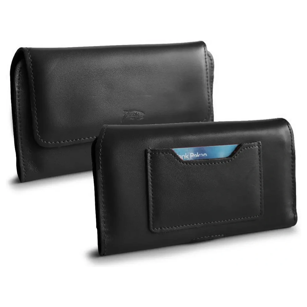 Skórzane etui ochronne LURESKO ELLA XXL na telefon - 170x85x12 / do torebki plecaka (czarny)