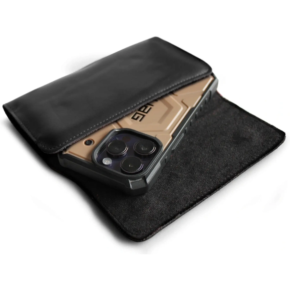 Skórzane etui ochronne LURESKO ELLA XXL na telefon - 170x85x12 / do torebki plecaka (czarny)