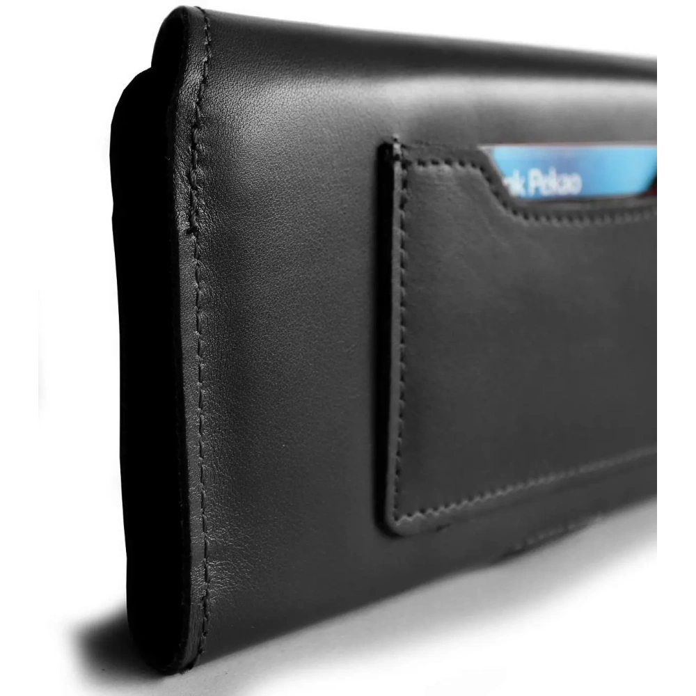 Skórzane etui ochronne LURESKO ELLA XXL na telefon - 170x85x12 / do torebki plecaka (czarny)