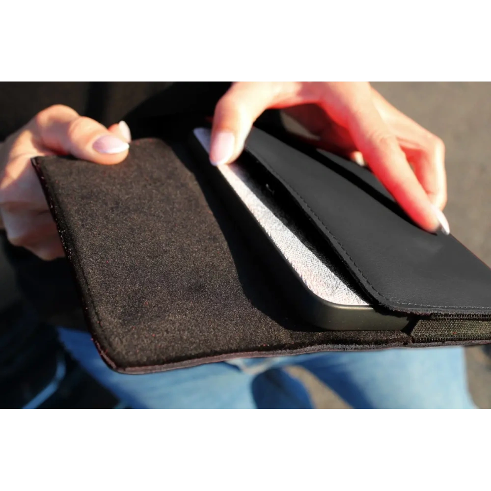 Skórzane etui ochronne LURESKO ELLA XXL na telefon - 170x85x12 / do torebki plecaka (czarny)