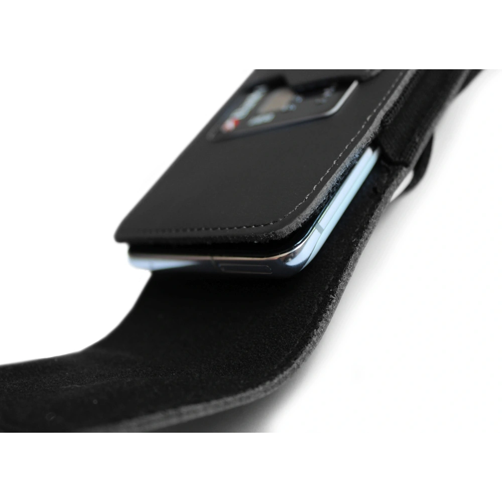 Skórzane etui na szyję / do paska / do szlufki / kabura pionowa LURESKO HECTOR XXL 167x78x10mm (czarny gładki czarna nić)