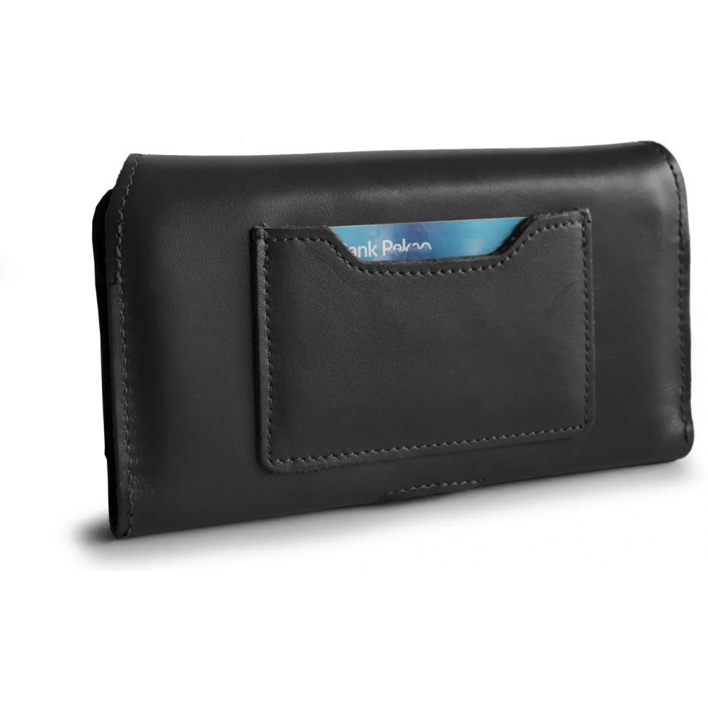 Skórzane etui ochronne LURESKO ELLA XXL na telefon - 170x85x12 / do torebki plecaka (czarny)