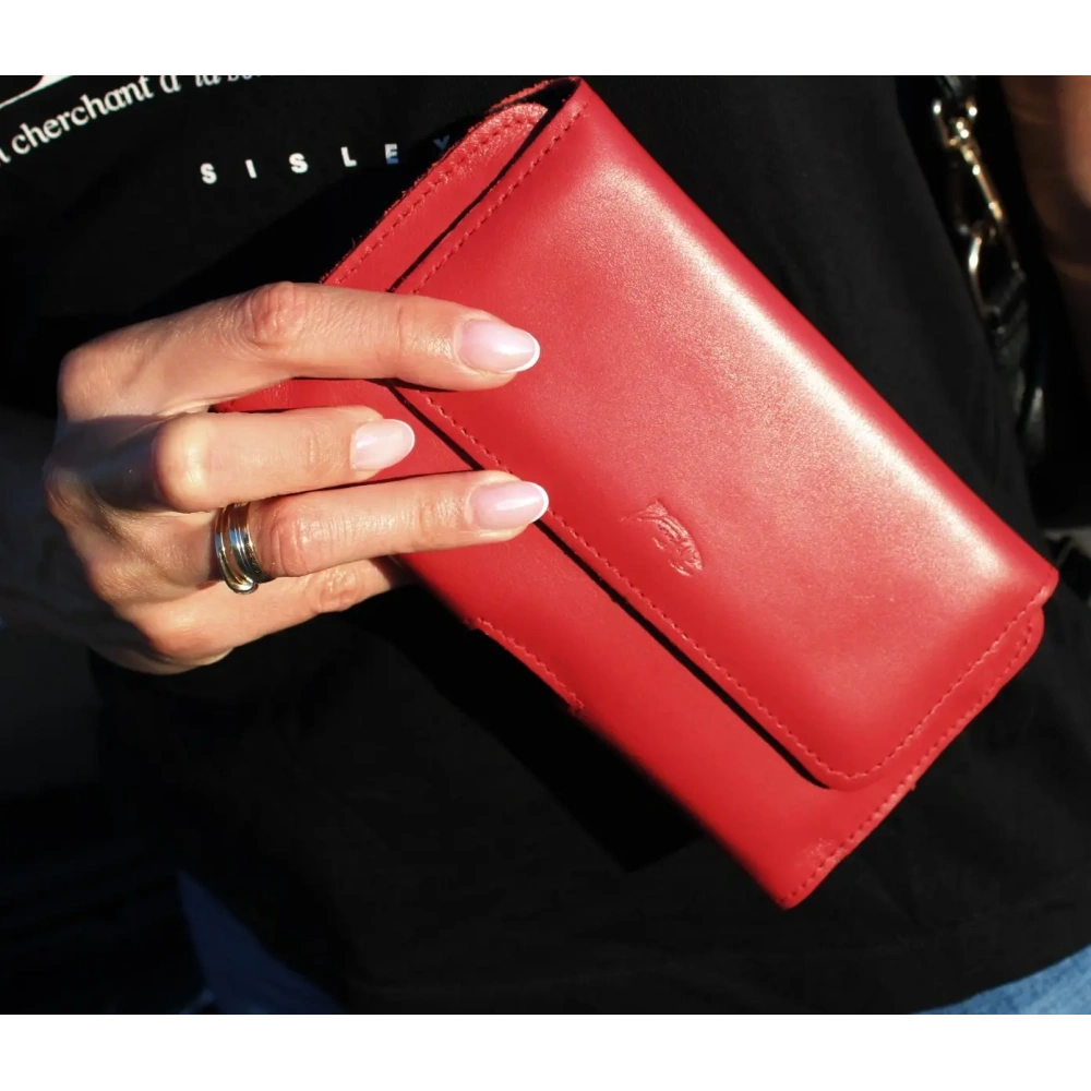 Skórzane etui ochronne LURESKO ELLA XXL na telefon - 170x85x12 / do torebki plecaka (czarny)