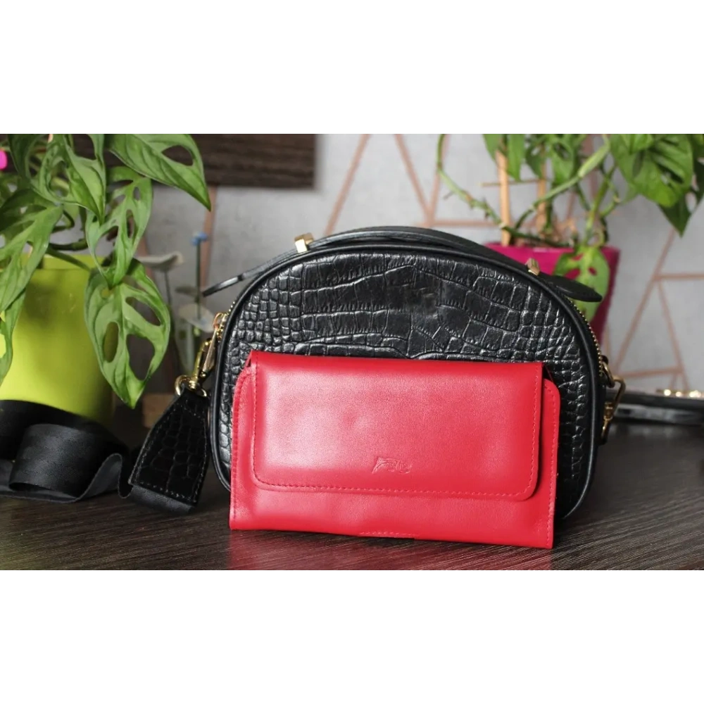 Skórzane etui ochronne LURESKO ELLA XXL na telefon - 170x85x12 / do torebki plecaka (czarny)