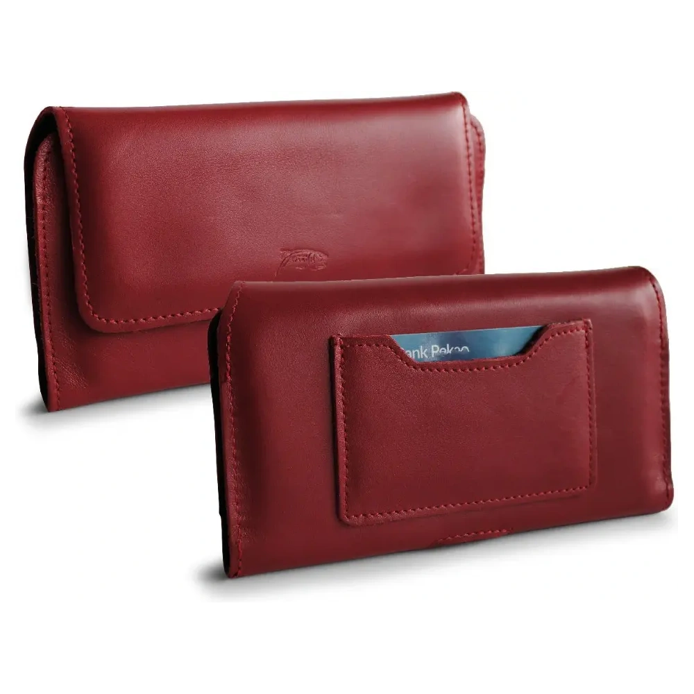 Skórzane etui ochronne LURESKO ELLA XXL na telefon - 170x85x12 / do torebki plecaka (czerwony)