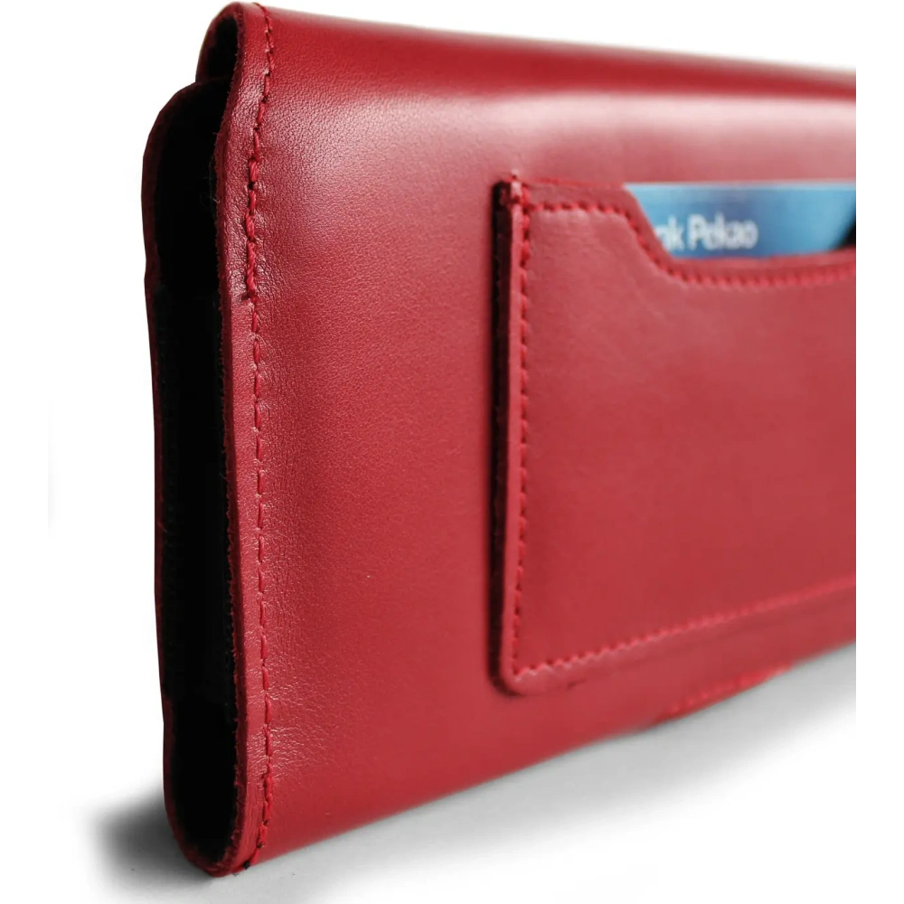 Skórzane etui ochronne LURESKO ELLA XXL na telefon - 170x85x12 / do torebki plecaka (czerwony)